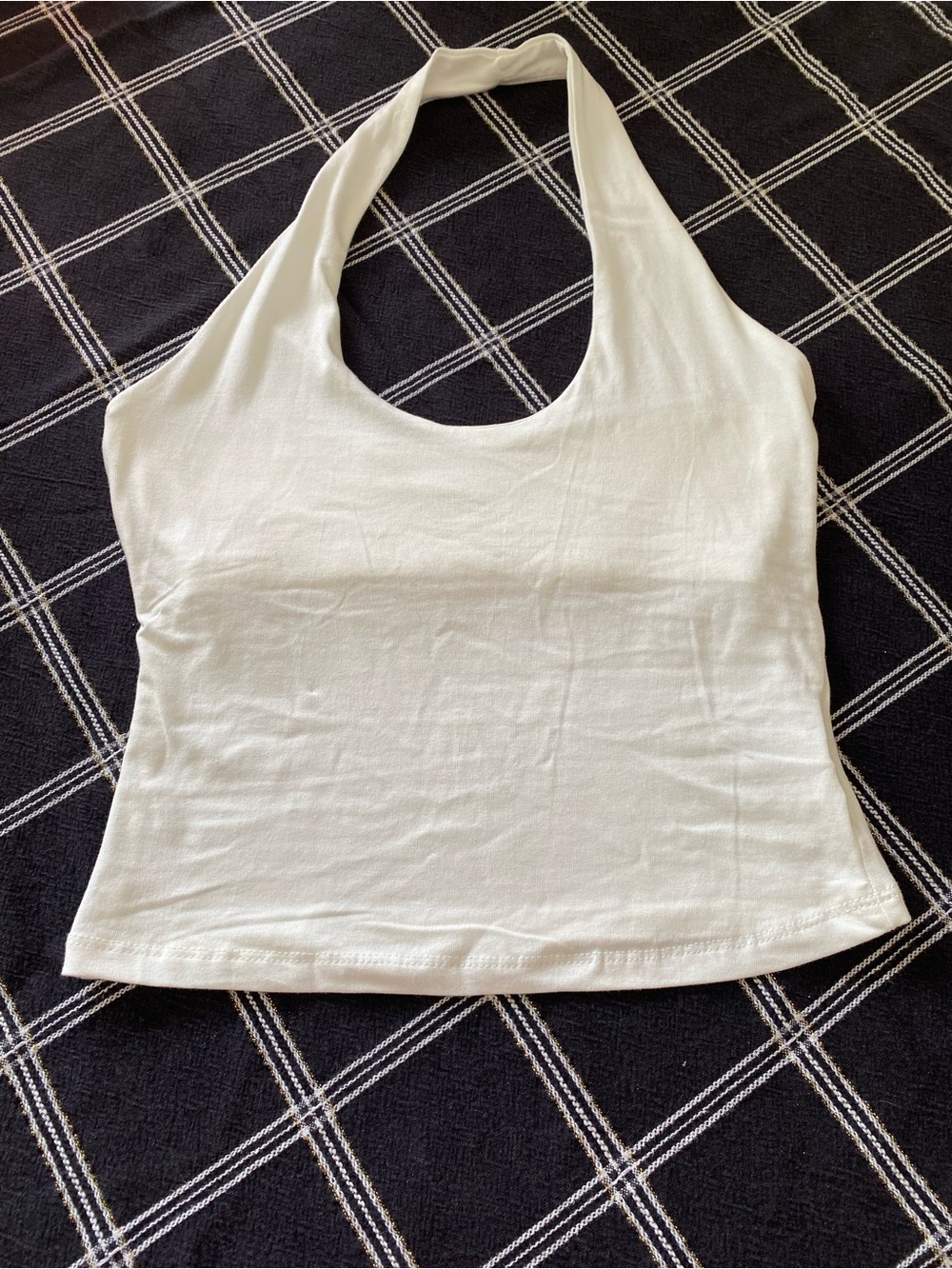 Pink Rose White Halter Camisole Top